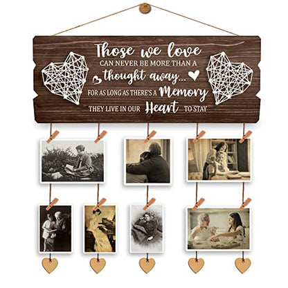 Yudarte Wooden Memorial Picture Hanging Board with Clips and Twine - Bereavement Sympathy Grieving Gifts for Loss of Loved One - color: those we love