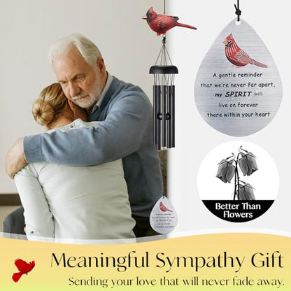 Cardinal Memorial Wind Chimes for Outside, Sympathy Gifts for Loss of Loved One, Ideal Funeral Bereavement Gifts for Loss of Mom and Dad