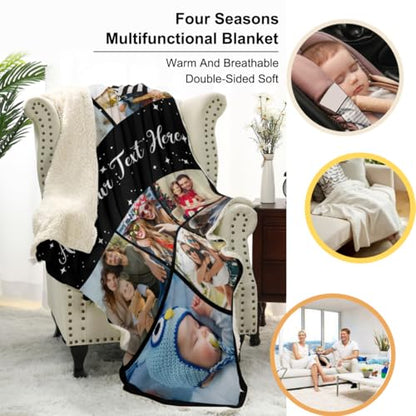 D-Story Personalized Blanket with Photos Custom Blanket for Adults Kids Birthday Xmas for Dad Mom Son Daughter Family Picture Throw Blanket in - color: Sister Photo
