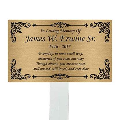 Personalized Memorial Plaque Stake, Grave Marker (Gold/Black) - color: Gold/Black
