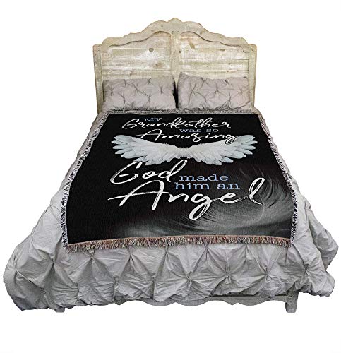 My Grandfather was So Amazing God Made Him an Angel Blanket - Sympathy Bereavement Gift Tapestry Throw Woven from Cotton - Made in the USA (72x54) - color: Grandfather, size: 72" x 54"