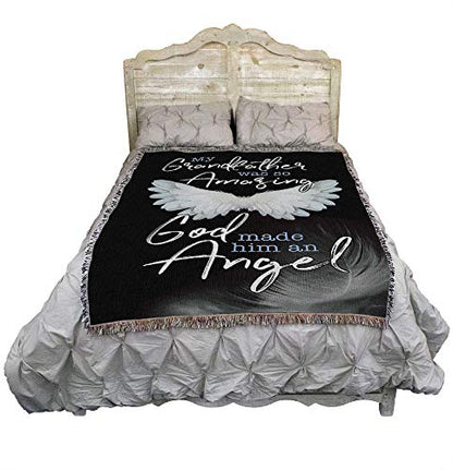 My Grandfather was So Amazing God Made Him an Angel Blanket - Sympathy Bereavement Gift Tapestry Throw Woven from Cotton - Made in the USA (72x54) - color: Grandfather, size: 72" x 54"