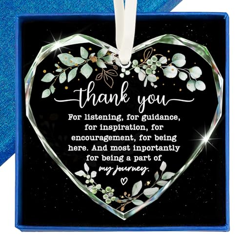 ZAGKOO Christmas Thank You Gifts - Retirement Gift for Woman Men - Appreciation Gifts for Employee Coworker Friend Counselor Boss - Teacher Appreciation Gift, Nurse Ornament - Heart Glass Ornament - color: Thank You for Listening