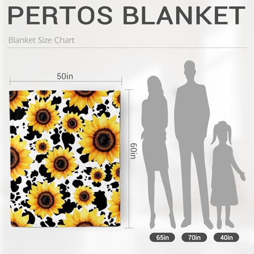 Jekeno Sunflower Gifts for Women Girls, Cow Sun Flowers Blanket 80"x60" - color: Yellow Sunflower Gifts, size: 60x80 Inch