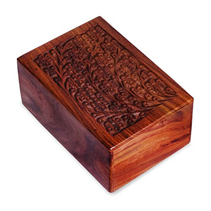 Wooden Urn for Human & Pet Ashes - Decorative Keepsake Burial Box - Extra Small (Style5, 5 x 3 x 2.25 inch) - size: X-Small