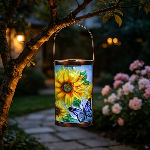 MUMTOP Sunflower Solar Lantern Outdoor Waterproof Hanging Garden Lights - color: Yellow