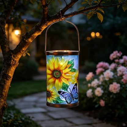 MUMTOP Sunflower Solar Lantern Outdoor Waterproof Hanging Garden Lights - color: Yellow
