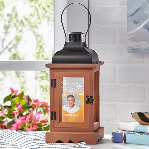 Let's Make Memories Personalized Memorial Lantern - Sympathy - Condolences - in Memory - LED Candle - Automatic Timer - Wood/Metal - in Our Hearts - style: In Our Hearts