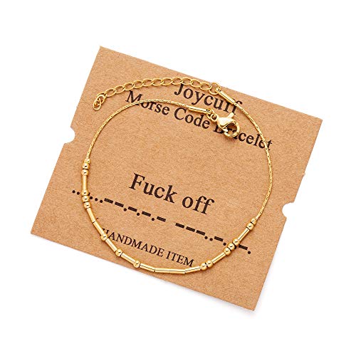 Best Friend Birthday Gifts Morse Code Bracelets For Women Mothers Day Birthday Christmas Gifts For Sister Daughter Grandmother Stainless Steel Jewelry Friendships Inspirational Gifts For Women - style: Gold: F*ck off