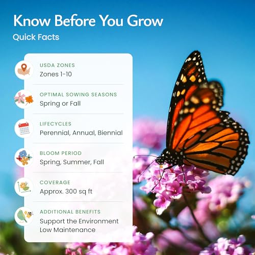 Hummingbird & Butterfly Wildflower Seed Mix, 60,000 Seeds, Covers 300 Sq Ft | 18 annual and perennial varieties with colorful blooms that attract hummingbirds, butterflies, and other pollinators. - style: Hummingbird & Butterfly
