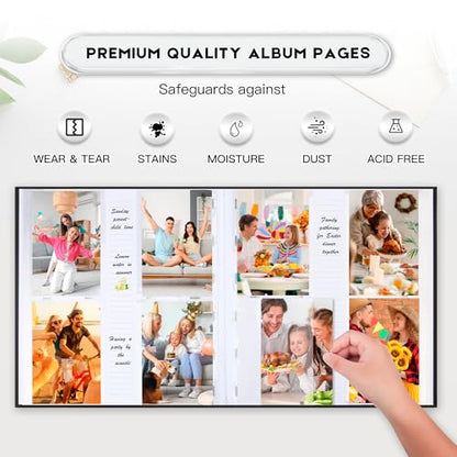 Photo Album 4x6 Vertical 600 Photos with Writing Space, Black - color: Black
