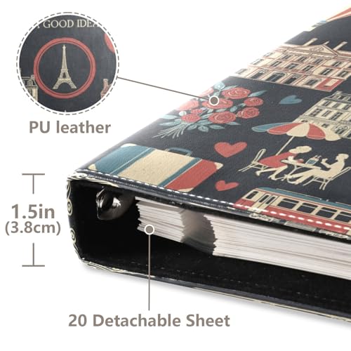 JIPONI French Paris Theme Large Photo Album, DIY Leather Cover Scrapbook Albums for 4x6 5x7 6x8 Pictures, Self Adhesive Memory Book for Wedding, Baby, Family - color: Paris Graffiti