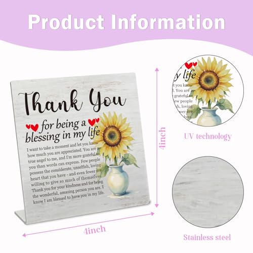 Stainless Steel Desk Plaque with Sunflower Design, Thoughtful Thank You Gift for Husband, Wife, Blessing Gratitude Gift for Boyfriend, Girlfriend, Motivational Desk Decor for Home HDESK19 - style: Husband, Wife