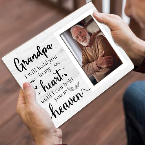 Memorial Photo Frame, Sympathy Gifts for Loss of Grandpa, in My Heart, in Loving Memory Wooden Picture Frame, Bereavement Remembrance Funeral Passed AWay Condolence Gifts (Grandpa, 4 x 6 Photo) - color: Grandpa