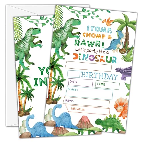 Birthday Invitations - Dinosaur Birthday Invites with Envelopes(25-Count) - Dino Fill-in Party Invite Cards for Boys Girls Kids Party Supplies Favors Decorations - A01 - style: Dinosaur 1