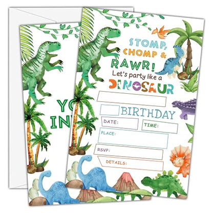 Birthday Invitations - Dinosaur Birthday Invites with Envelopes(25-Count) - Dino Fill-in Party Invite Cards for Boys Girls Kids Party Supplies Favors Decorations - A01 - style: Dinosaur 1