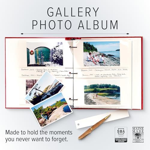 Gallery Leather Photo Album 4x6 Pictures with Slip-In Pockets & Writing Space – Holds up to 120 Photos, Ring Bound, Made in USA – Acadia Pool - 11.75" x 10.5" - color: Acadia Pool, size: 11.75" x 10.5"