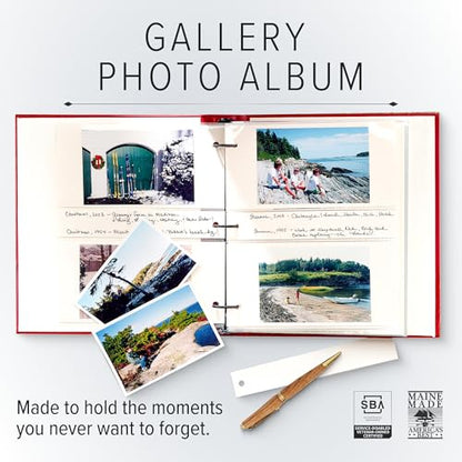 Gallery Leather Photo Album 4x6 Pictures with Slip-In Pockets & Writing Space – Holds up to 120 Photos, Ring Bound, Made in USA – Acadia Pool - 11.75" x 10.5" - color: Acadia Pool, size: 11.75" x 10.5"