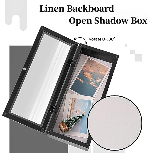 Muzilife 12.5x5 Shadow Box Wood Picture Frame, 2.16 Deep, Real Glass, Black - color: Black, size: 12.5x5
