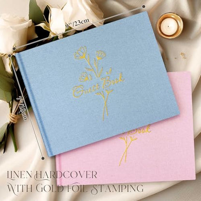 Lanpn Wedding Guest Book with 108 Blank Pages - Elegant Linen Hardcover Guestbook Wedding Reception for Sign in and Photos - Guest Book for Wedding Bridal Shower Baby Shower Party (Blue) - color: Blue