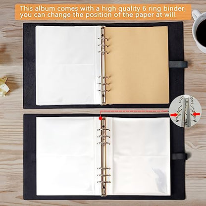 Photo Album 4x6 300 Photos,Genuine Leather Photo Albums with Writing Space with 30 Writing Paper,Travel Family Wedding Kids Graduation Ultrasound Baby Picture Album Scrapbook Photo Album（Blue） - color: Blue