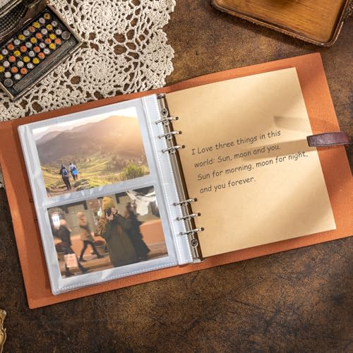 Leather Photo Album for 4x6 Pictures Photo Book With 30 Writing Paper for Family Wedding Anniversary Baby Vacation Picture Album (Brown) - color: Brown