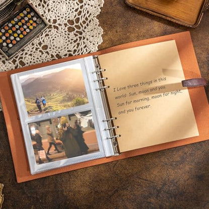 Leather Photo Album for 4x6 Pictures Photo Book With 30 Writing Paper for Family Wedding Anniversary Baby Vacation Picture Album (Brown) - color: Brown