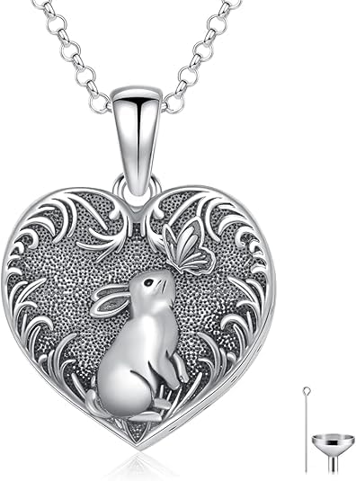 Urn Necklace for Ashes Blue opal Cremation Necklace Keepsake Memory Jewelry for Ashes of Loved Ones Keepsake - style: Bunny urn