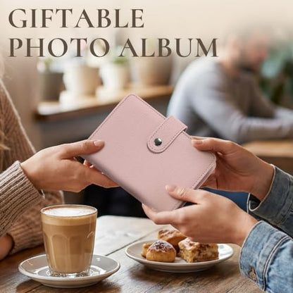 Vienrose 4x6 Small Photo Album Faux Leather 32 Pockets Mini Book Pink - color: Pink, size: 32 Pockets