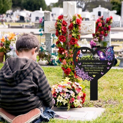 Grandma Memorial Heart Grave Marker with Butterfly Design - color: Heart599
