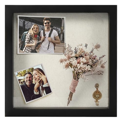 TJ.MOREE Small Shadow Box Frame 6 x 6 Display Case Wooden Picture Frame - color: Black, size: 6x6