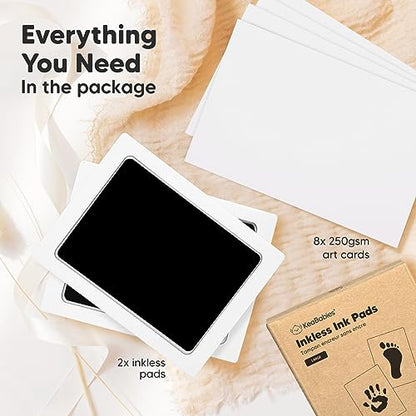 2pk Inkless Baby Hand and Footprint Kit, Mess Free Ink Pads (Jet Black, L) - color: Jet Black, size: 2-Pack, Large 3.1” x 4.9”