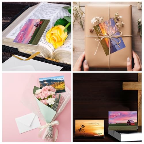 Dunzoom 100 Pack Religious Thinking of You Cards Bulk Set with Envelopes Stickers 10 Floral Landscape Designs Assort Christian Thinking of You with Greeting Card Scripture Inspirational Blessing 4 x 6 - style: Thinking of You