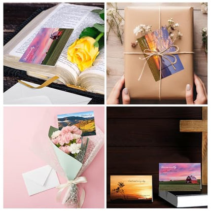 Dunzoom 100 Pack Religious Thinking of You Cards Bulk Set with Envelopes Stickers 10 Floral Landscape Designs Assort Christian Thinking of You with Greeting Card Scripture Inspirational Blessing 4 x 6 - style: Thinking of You