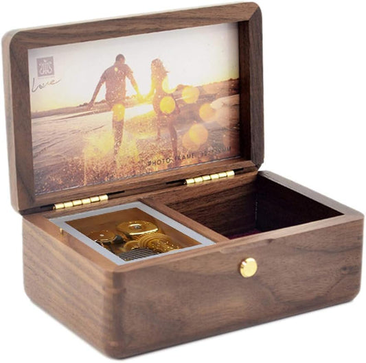 Sinzyo Custom Photo You are My Sunshine Wood Jewelry Music Box Vintage Wind Up Musical Box For Christmas Gift Birthday,Valentine's Day(Walnut Wooden)