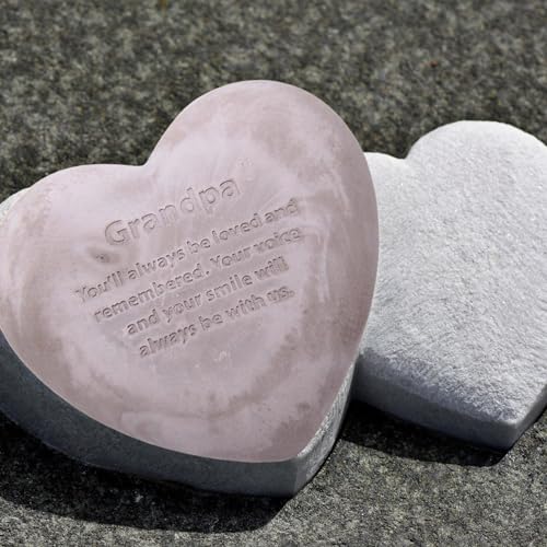 Wowser Heart Shaped Memorial Stone, Sympathy Gift, Remembrance Garden Accent, 6 Inches (Grandpa)