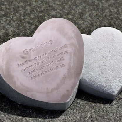 Wowser Heart Shaped Memorial Stone, Sympathy Gift, Remembrance Garden Accent, 6 Inches (Grandpa)