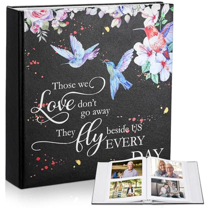 ReliThick Cardinal Funeral Photo Album 4 x 6 Inch 200 Blank Pages Memorial Leather Memory Album Scrapbook for Memorial Service Celebration of Life Decor in Loving Party Supply(Hummingbird) - style: Hummingbird