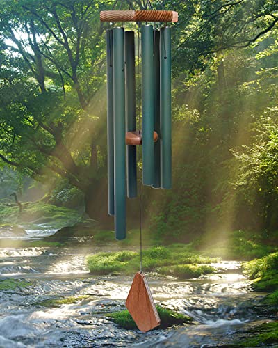 Wind Chimes Outdoor Large Deep Tone,Sympathy Wind Chime Outdoor - color: Blue, size: 44"