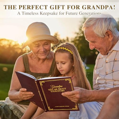 Lanpn Grandpa Life Story Book Journal with 270+ Prompts, Leather Hardcover Grandfather Guided Journal to Fill Out Memory Keepsake Book, Father's Day Birthday Christmas Gift for Grandpas, Brown - color: Brown