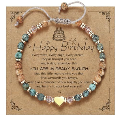 yupoxiu Natural Stone Bracelets - Inspirational Birthday Gifts for Women | Thinking of You & Get Well Soon Gifts for Women, Unique Jewelry Gift for Friend, Sister, Her - style: L-Happy Birthday