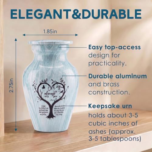 Emvency Urn for Ashes, Mini Metal, Keepsake Sharing Urns, Light Green - color: Aqua Marble