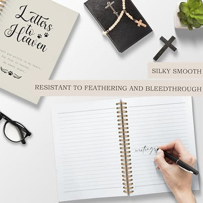Letters to Heaven Notebook Journal 5.5x8.3, Memorial Sympathy Gifts for Loss of Pet, Remembrance Bereavement Gifts Spiral Hardcover Notebook, Grief Journal for Women, Cat Dog Loss Gift - color: Letters to Heaven