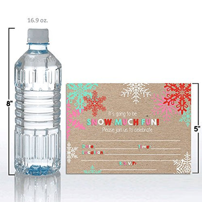 Snow Much Fun Snowflake Birthday Party Invitations, 20 5x7 Fill In Cards with Twenty White Envelopes by AmandaCreation - style: Snowflake