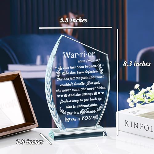 Crystal Cancer Survivor Gifts for Women - Warrior She is You | Crystal Laser Engraved Plaque, Cancer Fighter Patients Sympathy Inspirational Gift for Woman Mom Friends Birthday Christmas - style: Cancer Survivor