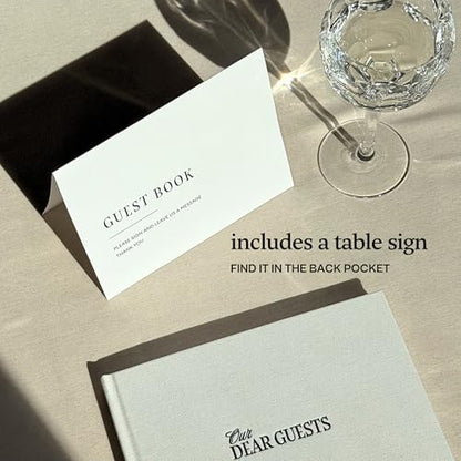 Kunitsa Co. Wedding Guest Book - Blank Sign in Book for Special Occasions, Oat Linen Cover - color: Oat