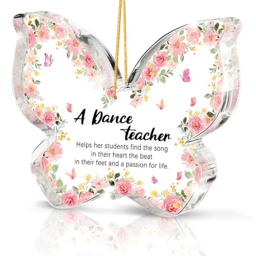 Dance Teacher Gift - Pink Acrylic Butterfly - A Thank You Souvenir for Women, a Farewell Souvenir for Dance Teachers, Gift for Teachers on Birthdays, Christmas, and Thanksgiving - color: Dance