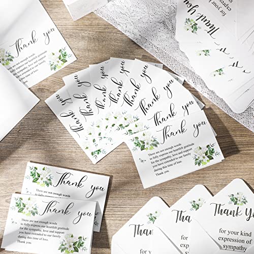 Marspark 50 Pack Thank You Sympathy Cards Funeral Thank You Cards with Envelopes and Message Memorial Sympathy Greenery Bereavement Notes for Funeral Family Friends Loved Ones(Lily)
