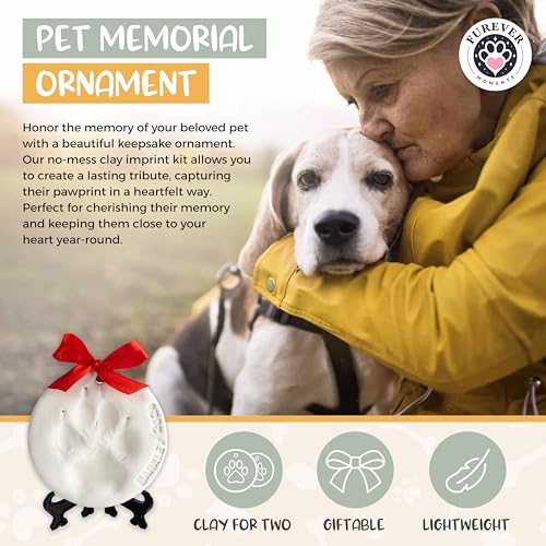 Pet Paw Print Kit for Dogs, Dog Paw Print Kit for Cats, Dog Keepsake Gift | Makes (2) Ornaments, Pet-Safe Clay and Paints, Great Gifts for Dog Lovers (Cats too!), Inkless Pet Paw Print Impression Kit