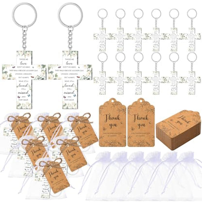 Equsion 60 Set Funeral Keychains for Guests Memorial Favors, Cross - style: Cross